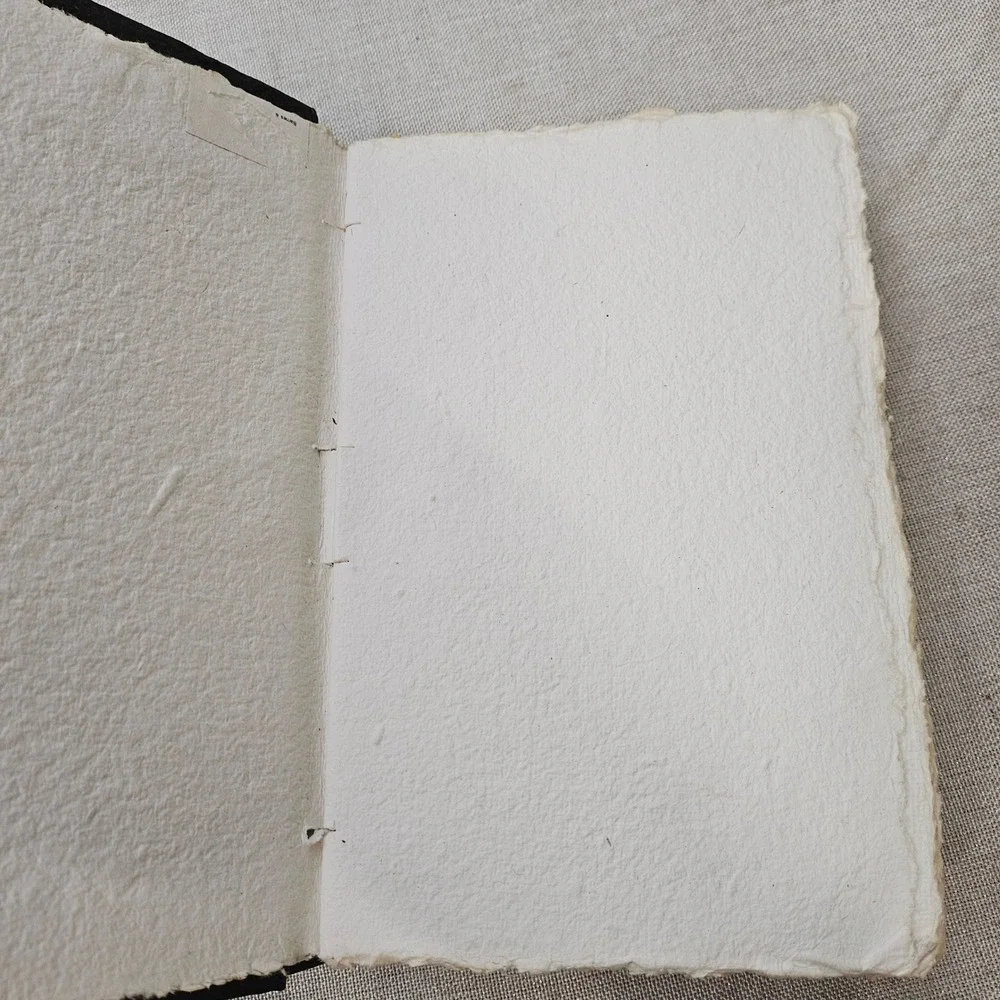 Handmade Black Textured Hardcover Journal Deckle Edge Paper Notebook 10x7 Large